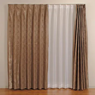 ユニベール フロスト ブラウン 100×105 2枚組 遮光性 洗濯可能 アジャスターフック付き 4548654555713【別送品】