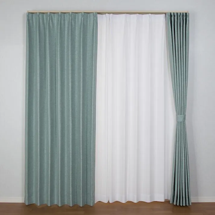 ユニベール コローレ ブルー 100×190 2枚組 遮光性 洗濯可能 アジャスターフック付き 4548654585499【別送品】