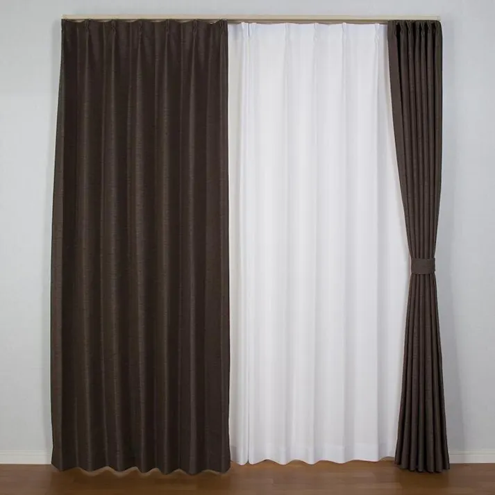 ユニベール コローレ ダークブラウン 100×178 2枚組 遮光性 洗濯可能 アジャスターフック付き 4548654585604【別送品】