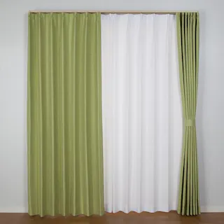 ユニベール コローレ グリーン 100×190 2枚組 遮光性 洗濯可能 アジャスターフック付き 4548654585734【別送品】