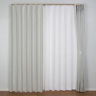 ユニベール コローレ アイボリー 100×190 2枚組 遮光性 洗濯可能 アジャスターフック付き 4548654585970【別送品】