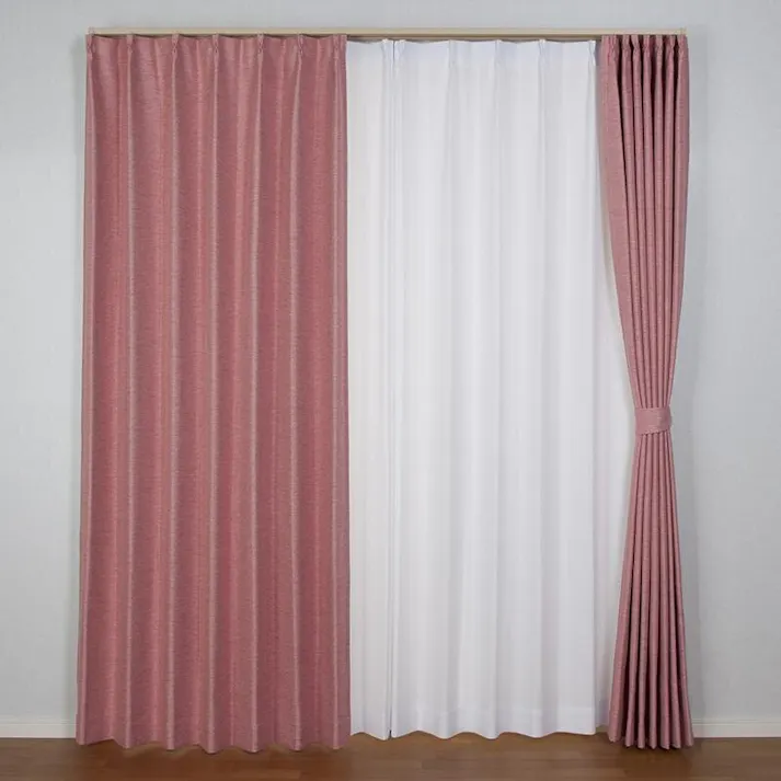 ユニベール コローレ ローズ 100×135 2枚組 遮光性 洗濯可能 アジャスターフック付き 4548654586182【別送品】