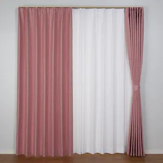 ユニベール コローレ ローズ 100×190 2枚組 遮光性 洗濯可能 アジャスターフック付き 4548654586212【別送品】