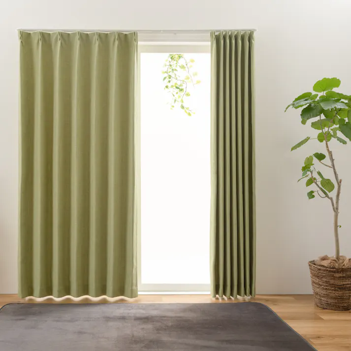 ユニベール ジェード グリーン 100×135 2枚組 遮光性 洗濯可能 アジャスターフック付き 4548654638249【別送品】