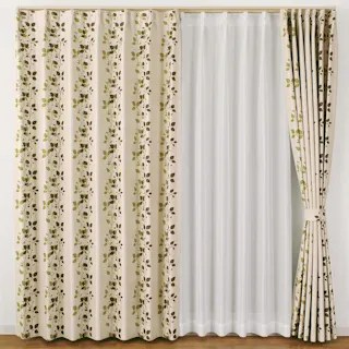 ユニベール STアシュリー グリーン 100×135 2枚組 遮光性 洗濯可能 アジャスターフック付き 4548654669205【別送品】