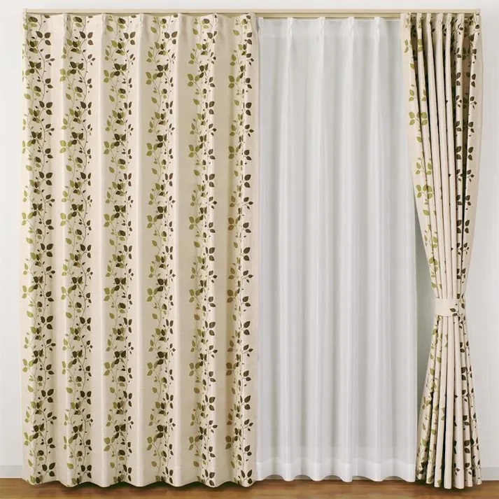 ユニベール STアシュリー グリーン 100×135 2枚組 遮光性 洗濯可能 アジャスターフック付き 4548654669205【別送品】