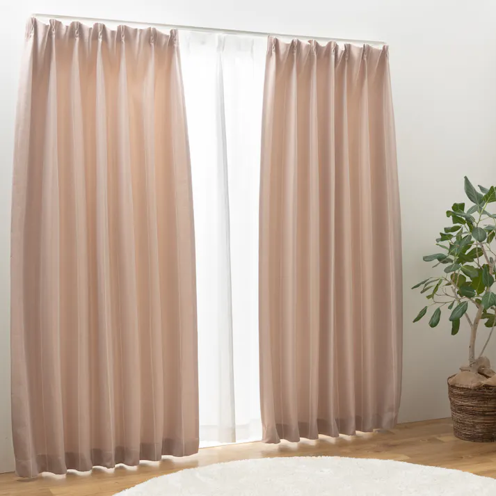 ユニベール リンピオ ピンク 100×135 2枚組 遮光性 洗濯可能 アジャスターフック付き 4548654888378【別送品】