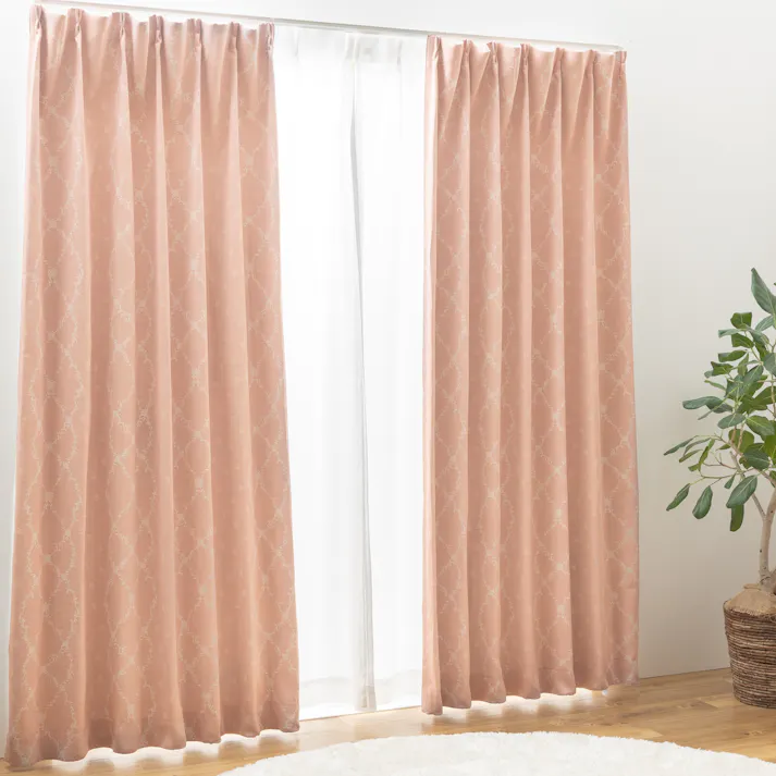 ユニベール メロウ ピンク 150×178 1枚入 遮光性 洗濯可能 アジャスターフック付き 4548654888590【別送品】