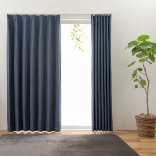 ユニベール ジェード ネイビー 100×178 2枚組 遮光性 洗濯可能 アジャスターフック付き 4548654897929【別送品】