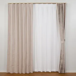 遮音 遮光1級 遮熱 カーテン エフェクト アイボリー 100×135cm 2枚組 ユニベール 4548654163536【別送品】