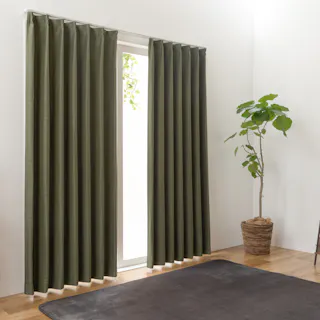 遮光3級 カーテン レガシー グリーン 100×135cm 2枚組 ユニベール 4548654639550【別送品】