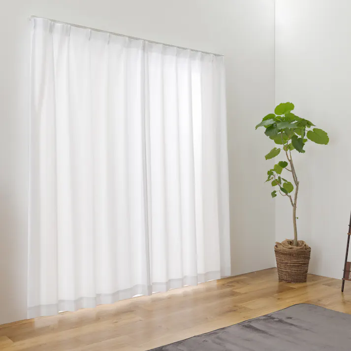 UVカット 遮熱 ミラー レースカーテン ライリー 無地 150×133cm 1枚入 ユニベール 4548654713243【別送品】