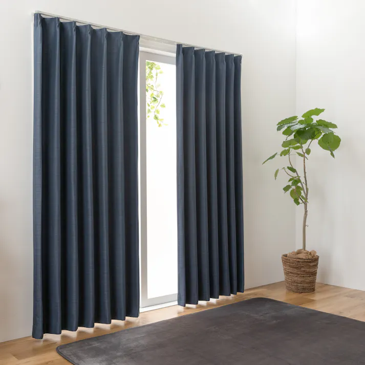遮光2級 カーテン レガシー ネイビー 200×220cm 1枚入 ユニベール 4548654746364【別送品】