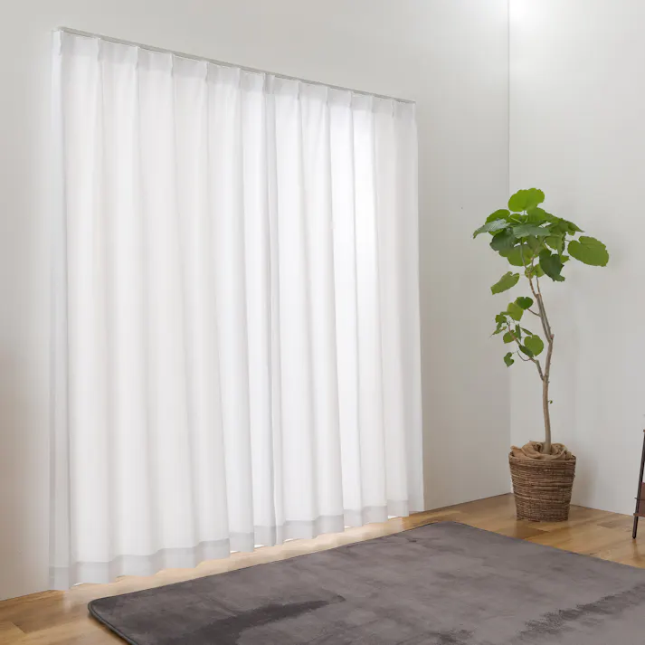 UVカット 遮熱 ミラー レースカーテン ライリー ウェイブ 100×148cm 2枚組 ユニベール 4548654785639【別送品】