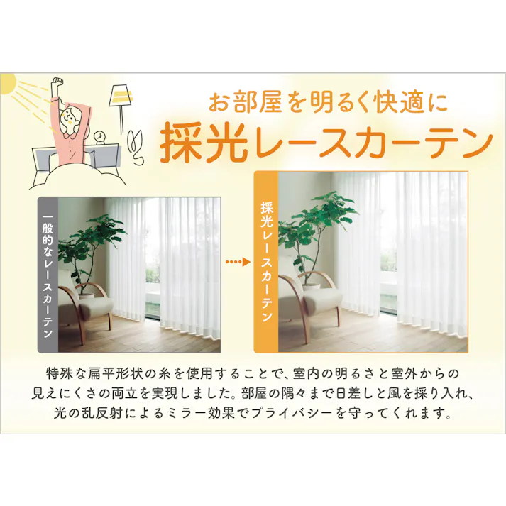 採光 UVカット 遮像 レースカーテン ムート ホワイト 100×176cm 2枚組 ユニベール 4548654890319【別送品】