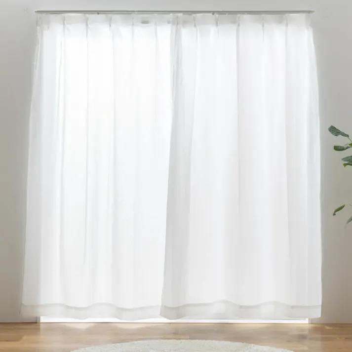 採光 UVカット 遮像 レースカーテン ムート ホワイト 200×228cm 1枚入 ユニベール 4548654890357【別送品】
