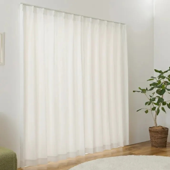 UVカット 遮熱 遮像 レースカーテン ミオ ホワイト 150×176cm 1枚入 ユニベール 4548654915173【別送品】