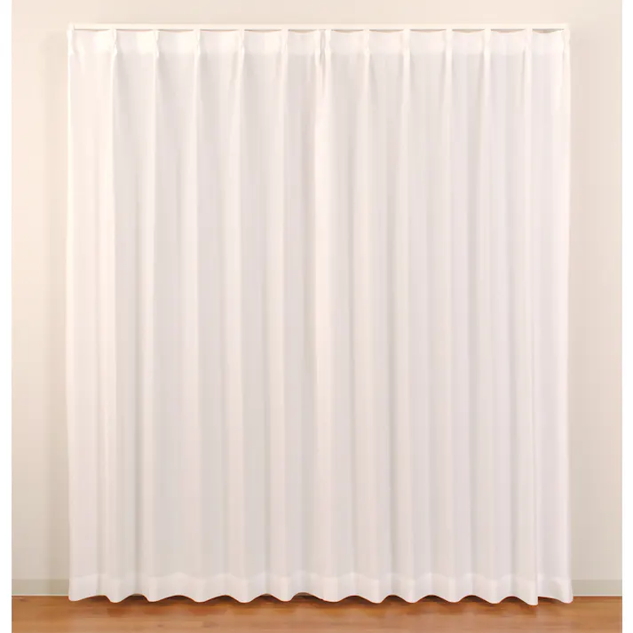 防炎 遮像 レースカーテン テキスト ホワイト 150×176cm 1枚入 ユニベール 4942881668183【別送品】