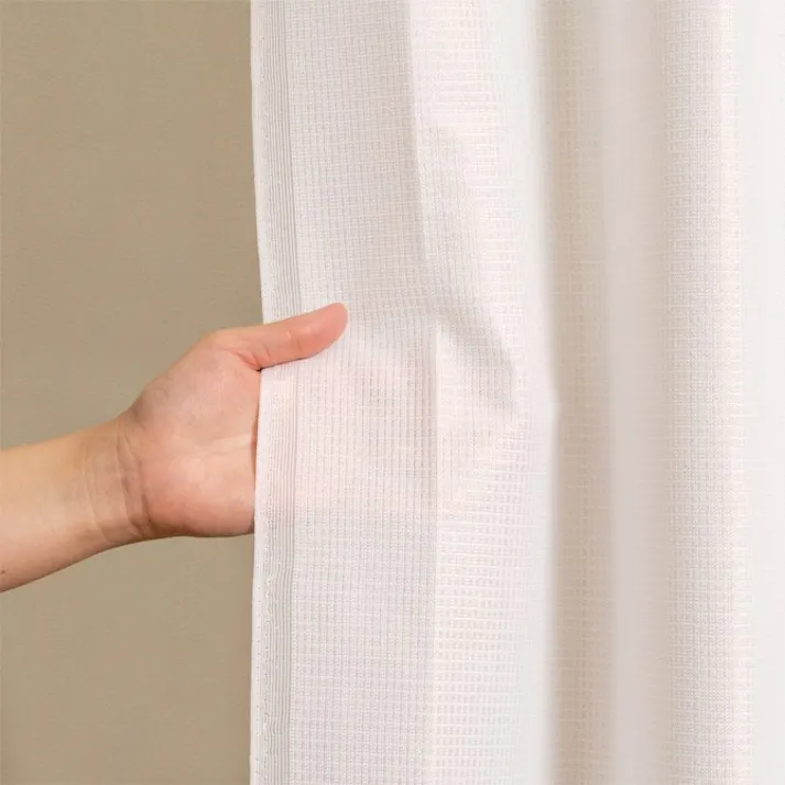 防炎 遮像 レースカーテン テキスト ホワイト 200×228cm 1枚入 ユニベール 4942881672982【別送品】