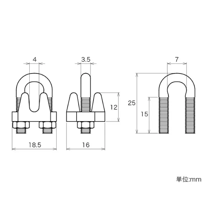 ハイロジック 11370 ステンレス ワイヤークリップ 4mm 1個入(CDC)【別送品】