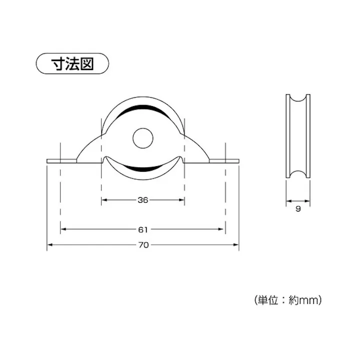 ハイロジック 17358 スミトモローラー戸車36mm 丸 2個入(CDC)【別送品】