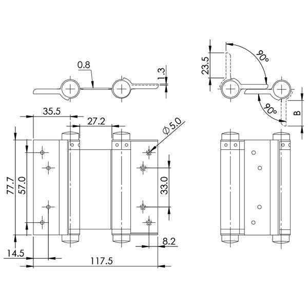 ハイロジック 26067 PEN ステンレス自由丁番(両開) 76mm 1組入(CDC