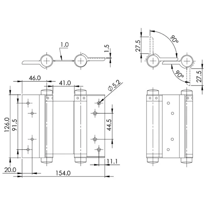 ハイロジック 26069 PENステンレス自由丁番(両開) 127mm 1組入(CDC)【別送品】