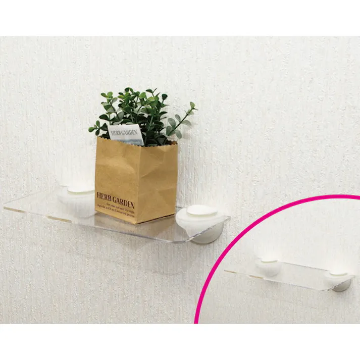 ハイロジック 壁掛収納 石膏ボード壁用 透明アクリル板シェルフ棚 250mm 58571(CDC)【別送品】