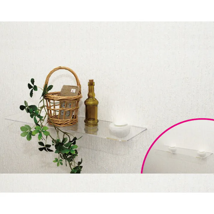 ハイロジック 壁掛収納 石膏ボード壁用 透明アクリル板シェルフ棚 350mm 58572(CDC)【別送品】