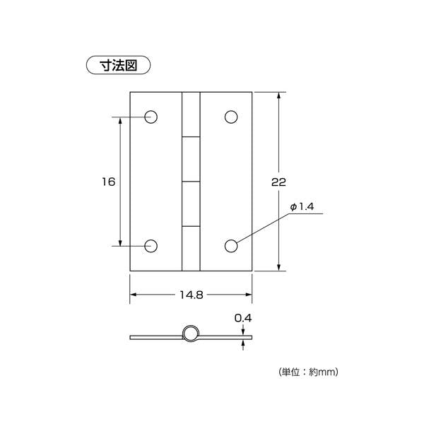 カイジ ハイロジック P-649 真チュウ細蝶番 22mm 2枚入(CDC)【別送品