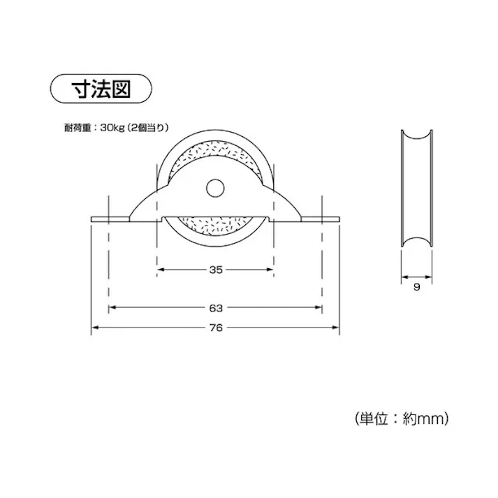 ハイロジック UY-772 真チュウ戸車 36mm(丸) 2個入(CDC)【別送品】