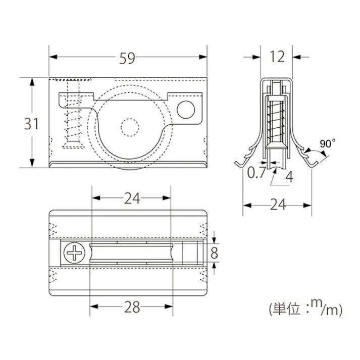 ハイロジック 94510 取替戸車12S-M型(丸)ステンレス車 1個(CDC)【別送品】
