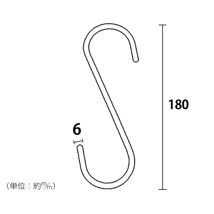 ハイロジック TQOOL スタイリッシュ Sフック 6x180mm ゴールド EH-271(CDC)【別送品】