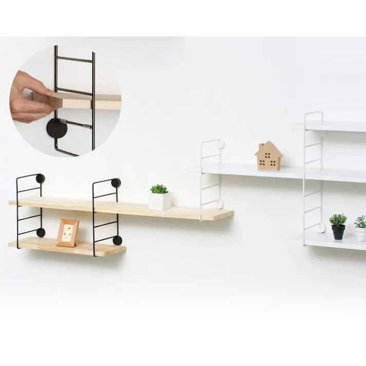 ハイロジック TQOOL 石膏ボード&木壁につけられる奥行15cmのシェルフ ワイヤーシェルフ ショート ブラック 1個入り 98481(CDC)【別送品】