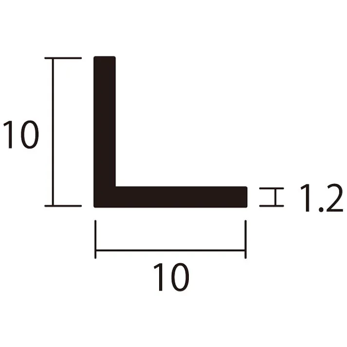 安田 アルミアングル 1m 1.2x10x10mm ブラック 4本組 JANコード:4549396003258(CDC)【ネット注文限定・別送品】