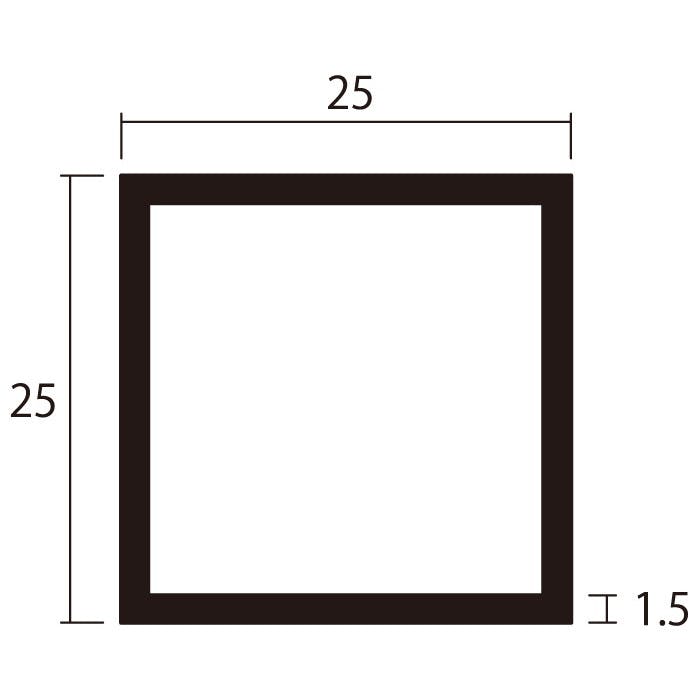 安田 アルミ角パイプ 2m 1.5x25x25mm シルバー 2本組 JANコード
