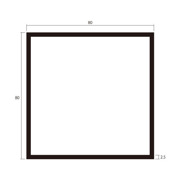 安田 アルミ角パイプ 2m 2.5x80x80mm シルバー 2本組 JANコード