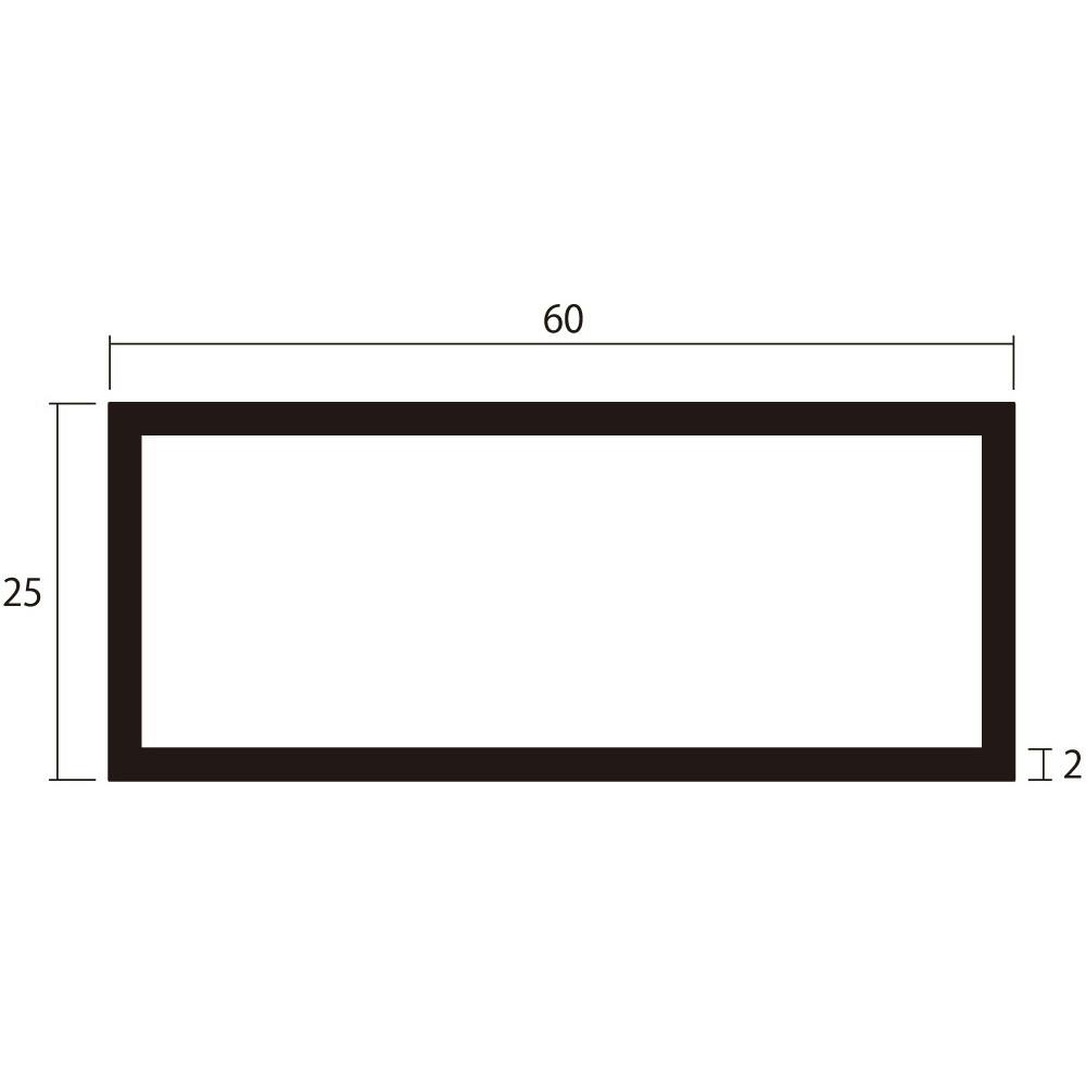 安田 アルミ角パイプ 2m 2.0x25x60mm シルバー 2本組 JANコード