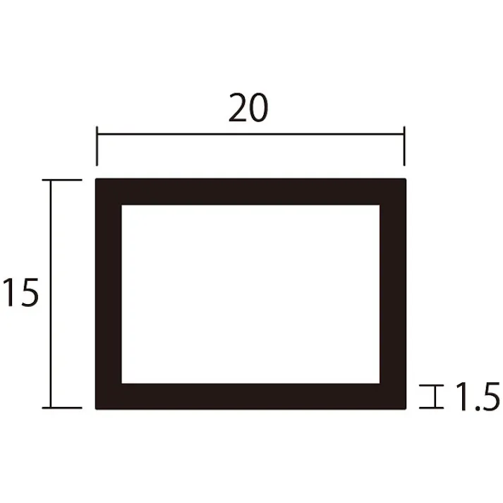 安田 アルミ角パイプ 1m 1.5x15x20mm シルバー 4本組 JANコード:4549396006310(CDC)【ネット注文限定・別送品】