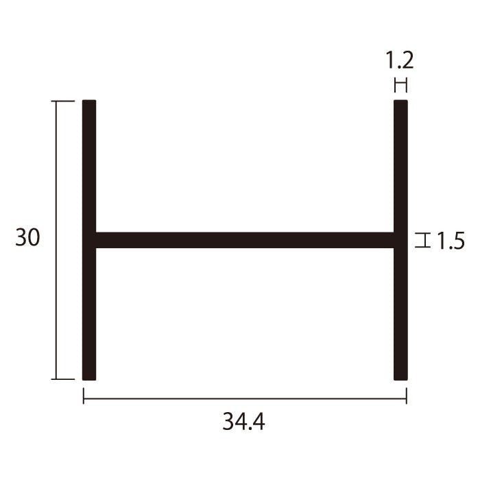 安田 アルミH型 2m 1.5x1.2x34.4x30mm シルバー 2本組 JANコード