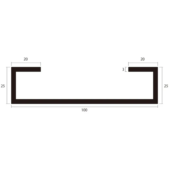 安田 アルミC型チャンネル 1m 3.0x100x25x20mm シルバー 4本 JANコード:4549396009779(CDC)【別送品】