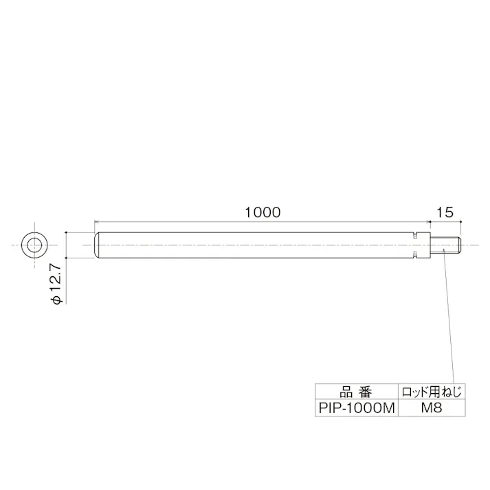 中西産業 ロッド棒 1000mm M8 JANコード:4549396541897(CDC)【ネット注文限定・別送品】