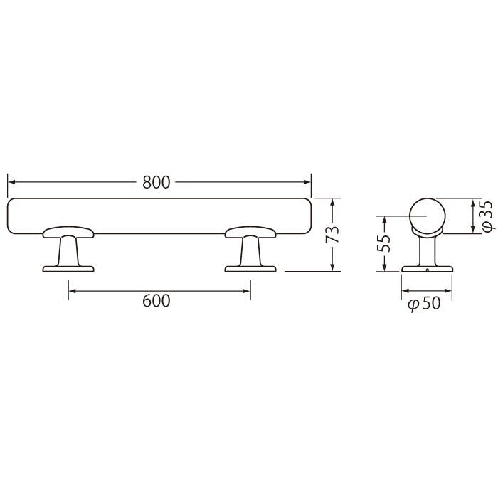 シロクマ スコアハンドル 小 金 HB-26 - 建具金物