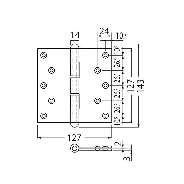 シロクマ BS-100 キャノン丁番127×127仙徳 JANコード：4936350015394