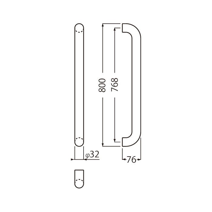 4936350045995 丸棒取手片面メン800ミリ鏡面 NO－166S-