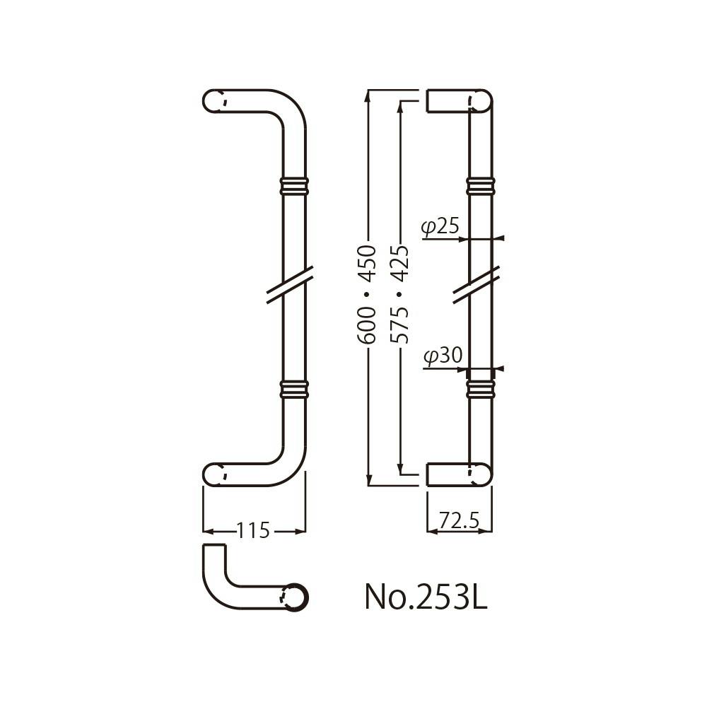 シロクマ NO-253L L形丸棒取手大クローム JANコード：4936350048347