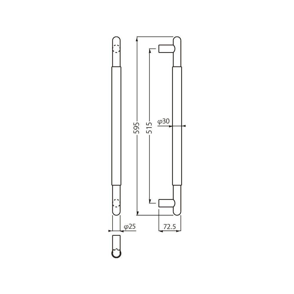 包装無料 【シロクマ】シロクマ 丸棒取手 600ミリ ミガキ - DIY・工具