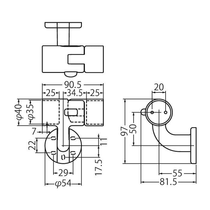 シロクマ BR-77L 脱着ブラケット(左)35径アンバー JANコード