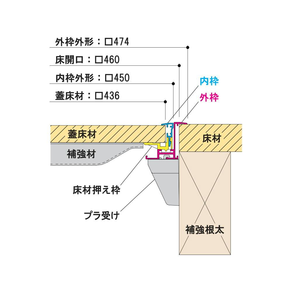 サヌキ ラクラク気密床下点検口 460mm角 シルバー JANコード