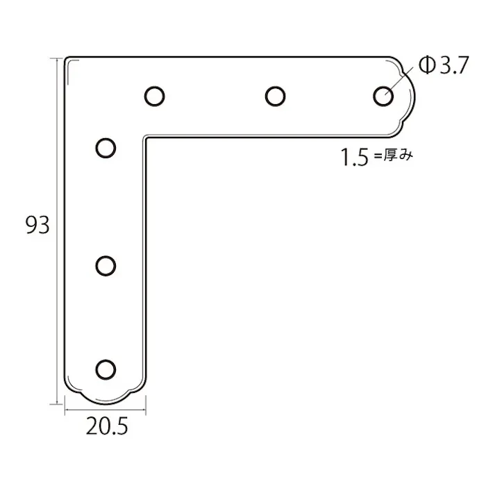 福井金属工芸 6298 ステンレス角金具93×20.5 JANコード:4947189629805(CDC)【別送品】